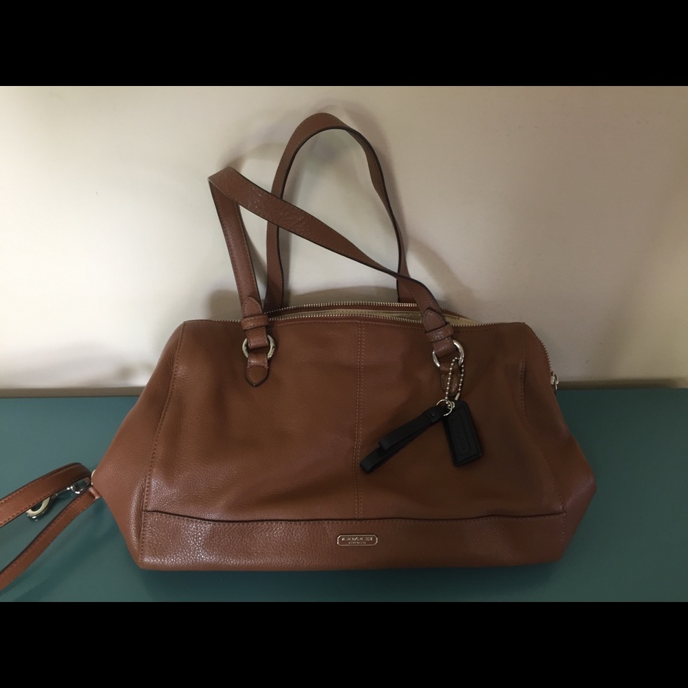 Coach leather satchel purse in saddle